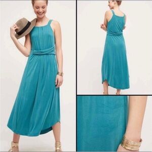 Anthropologie Maeve Turquoise Sleeveless Midi Dress